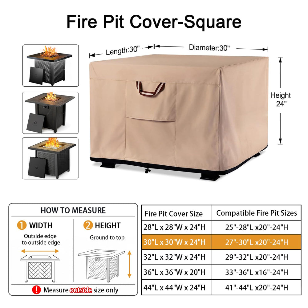 QH.HOME Fire Pit Cover Square 30 inches back view