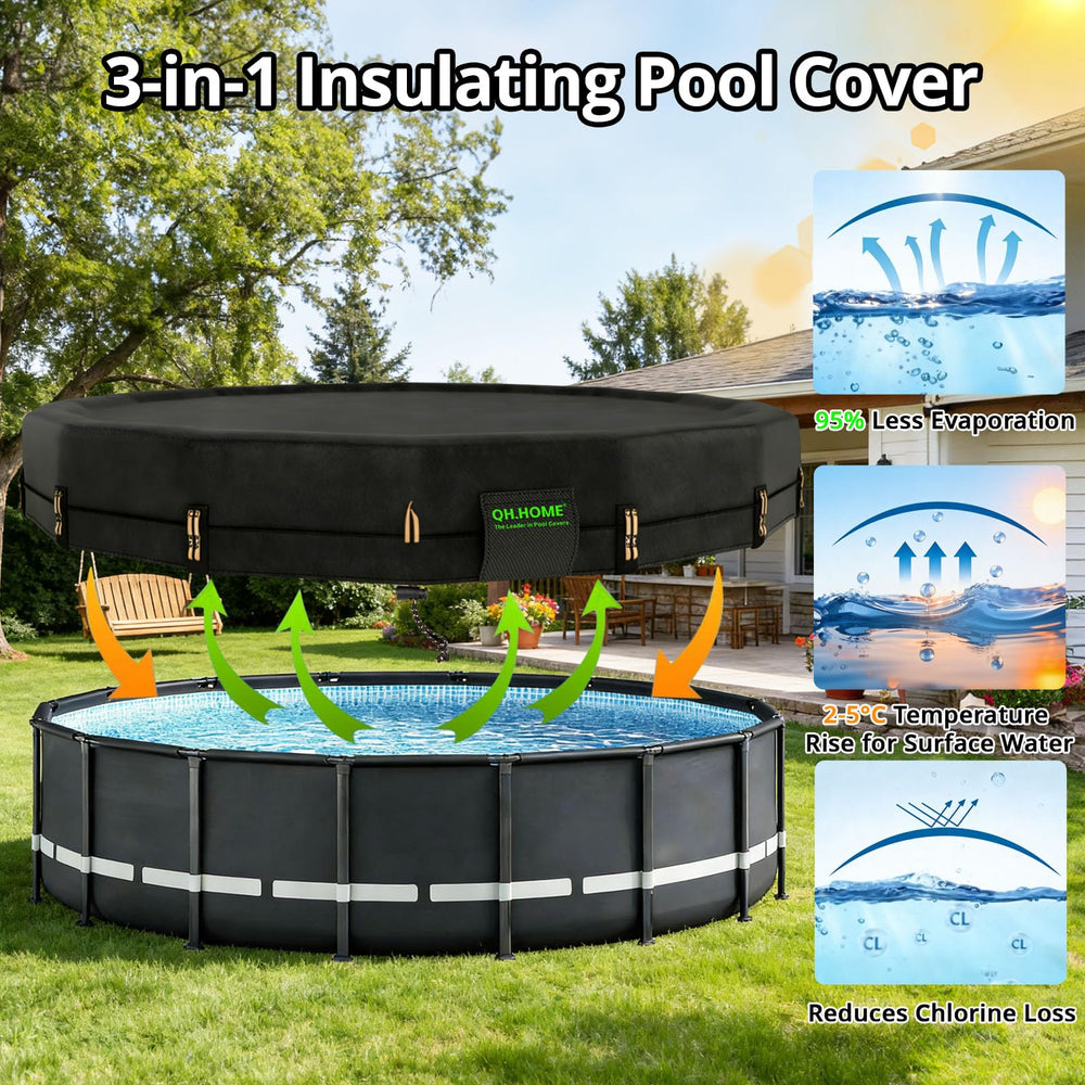 QH.HOME pool cover laid flat showing tear-resistant material