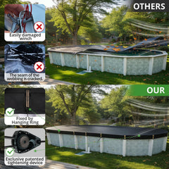 QH.HOME pool cover showing waterproof sealing strips
