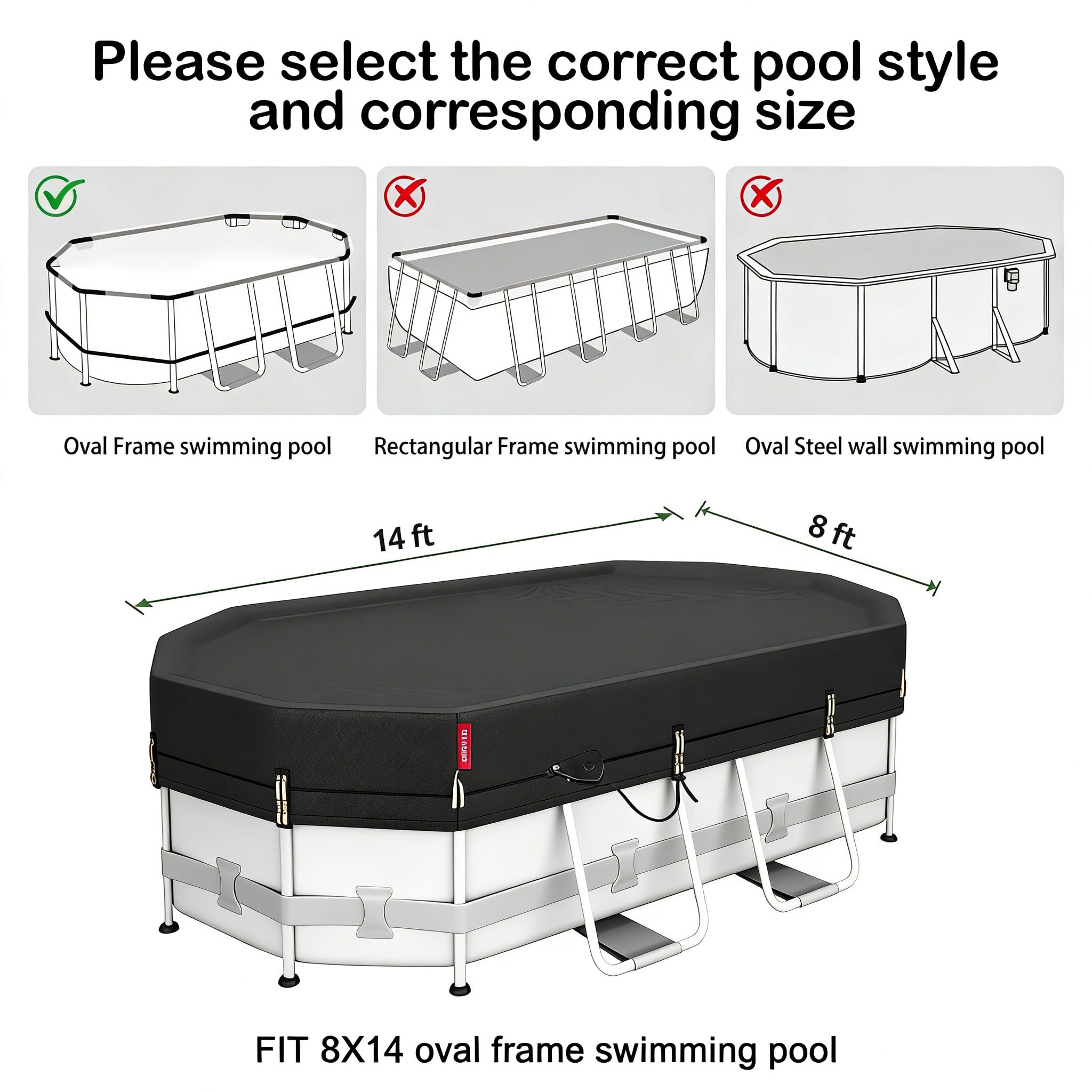 QH.HOME pool cover with tightening ratchets