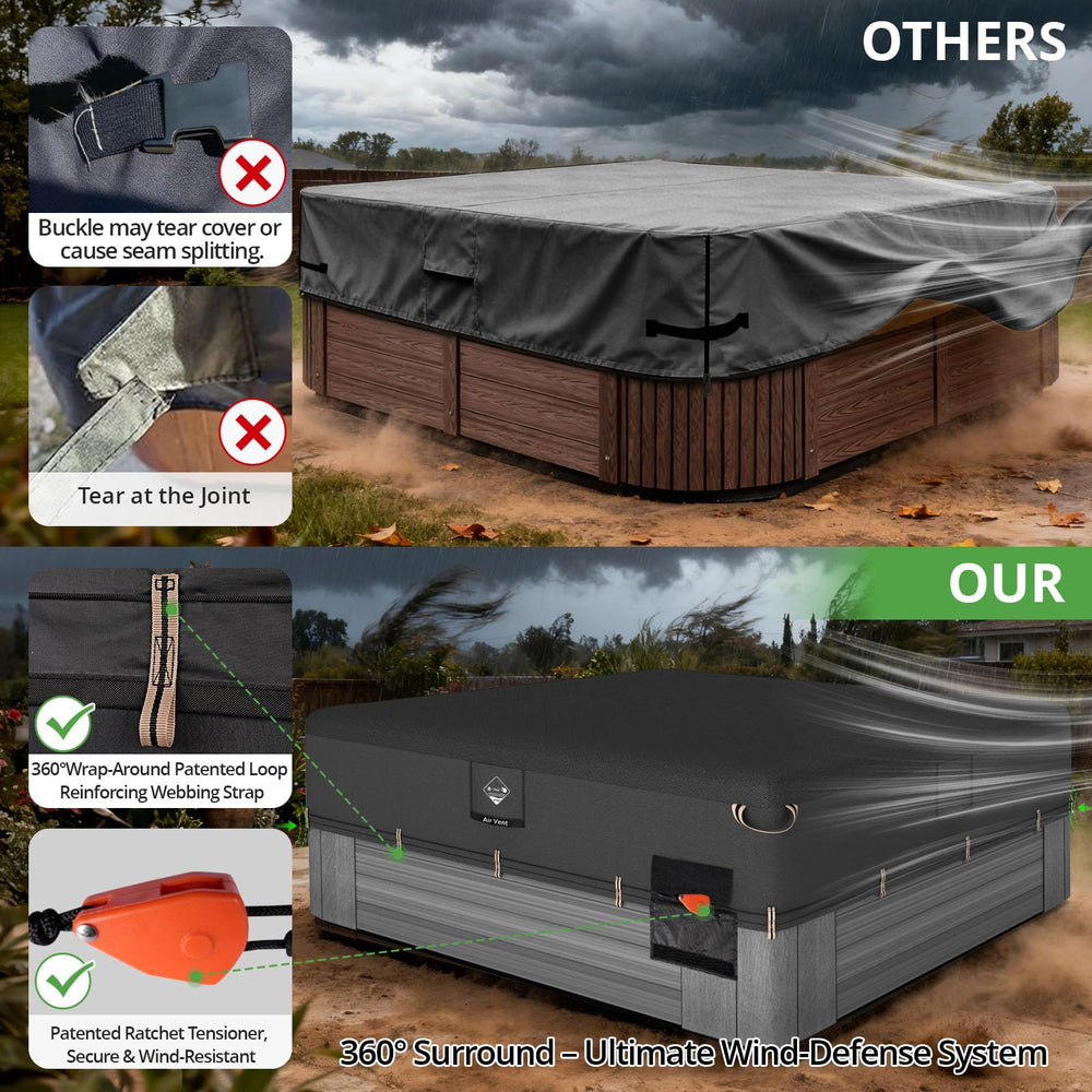 QH.HOME Waterproof Hot Tub Cover 85 x 85 features close-up