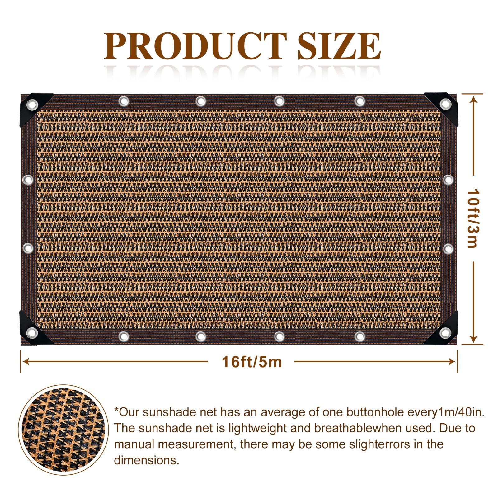 QHAIYYBF Shade Cloth 10x16FT side view showing durability