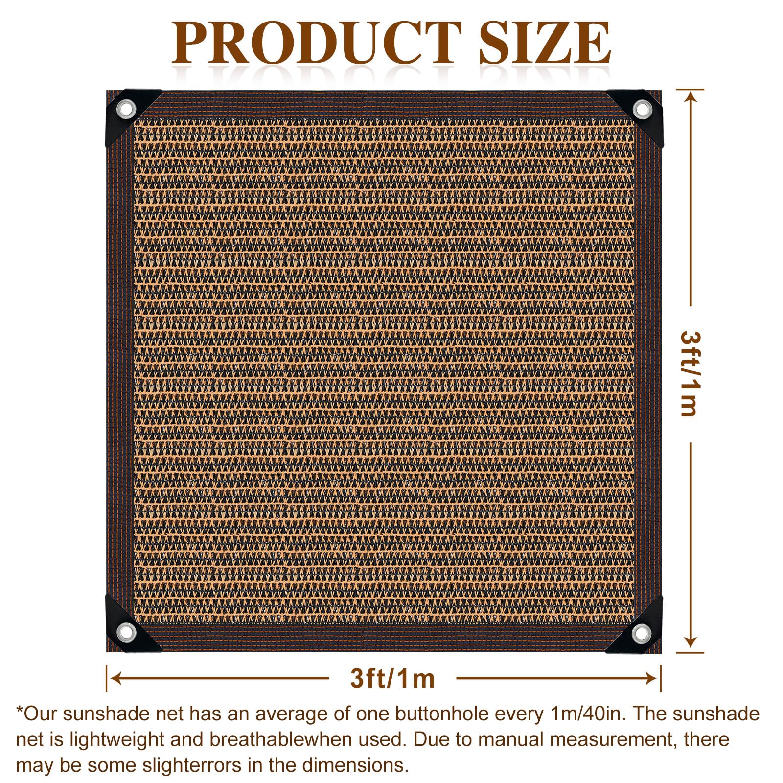 QHAIYYBF shade cloth showing double grommets for easy installation