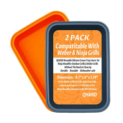 QHAND drip pan in gray and orange for Weber grill