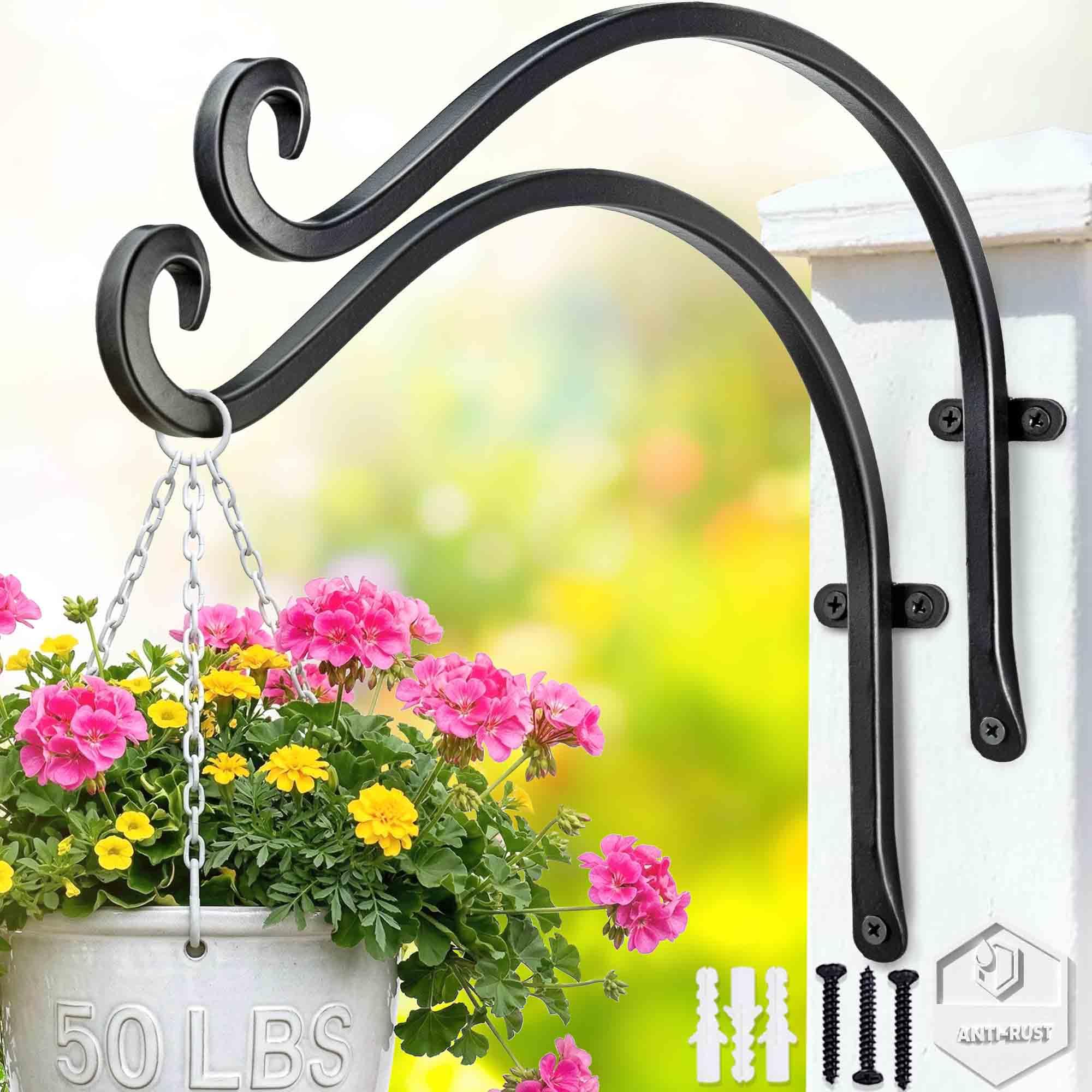 Qiang Ni 12-Inch Bird Feeder Plant Hanger Hook black model front view