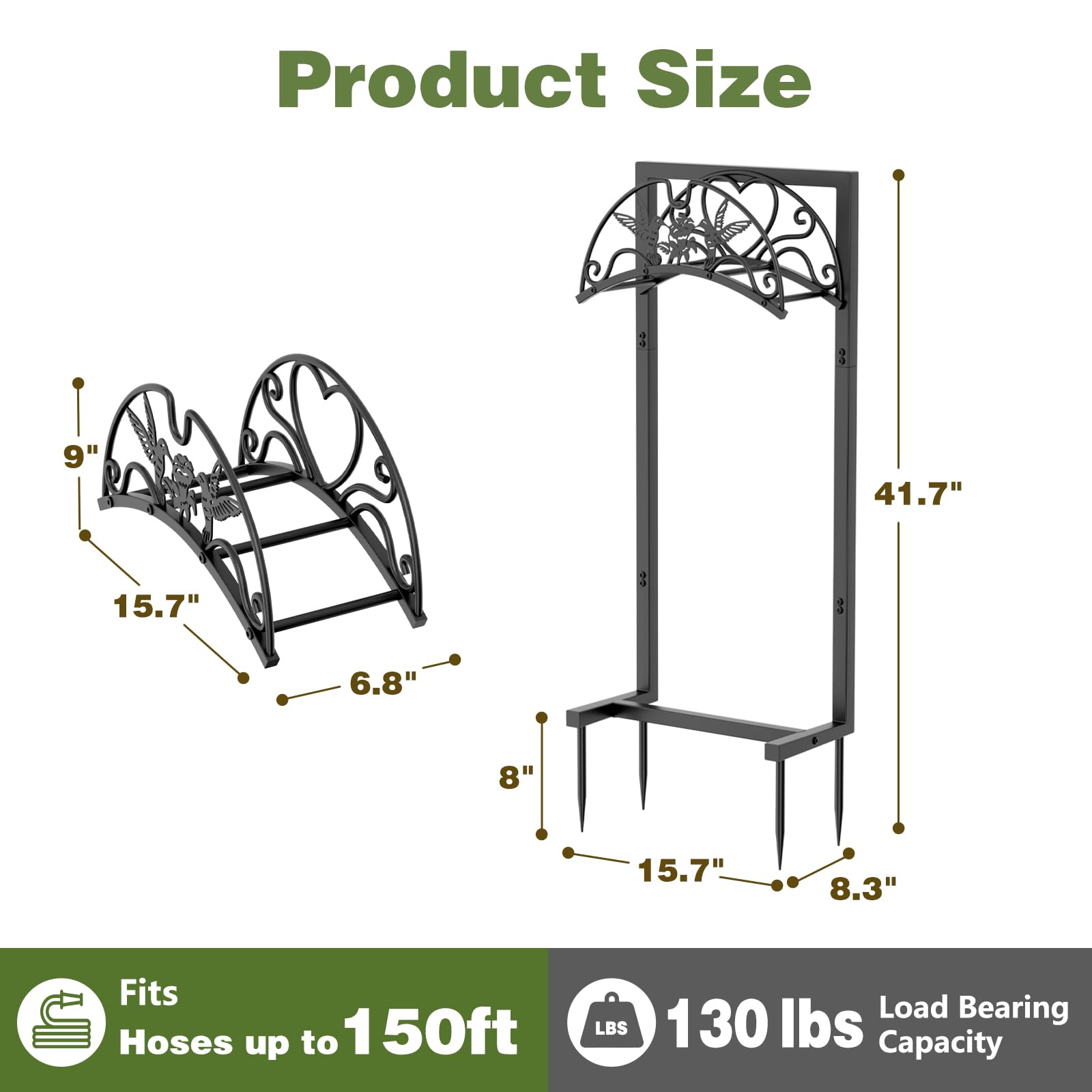 Qiaogreen Garden Hose Holder close-up showing rust-resistant finish