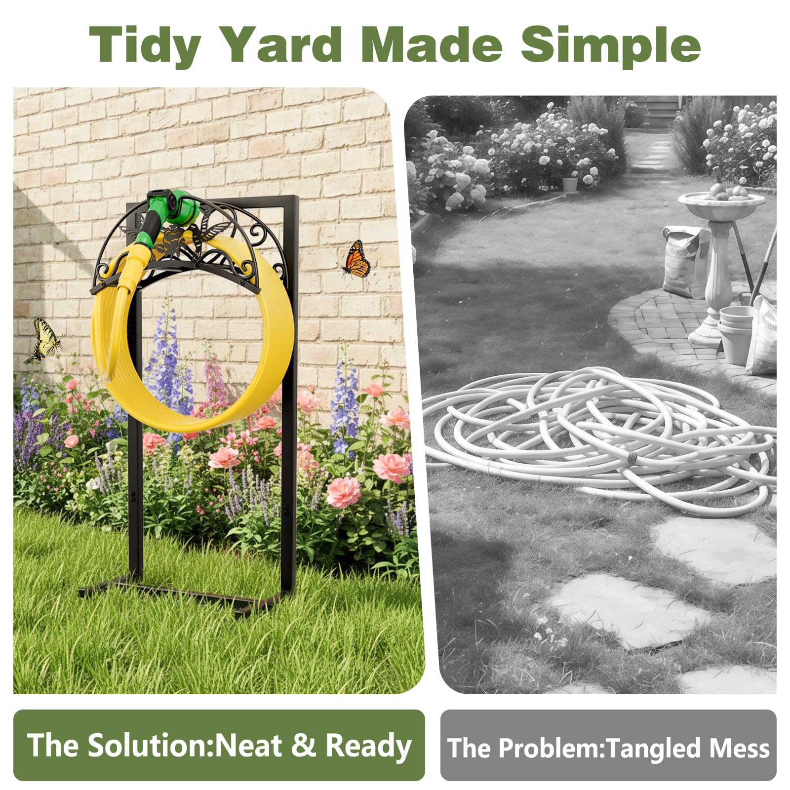 Qiaogreen Garden Hose Holder in a garden setting
