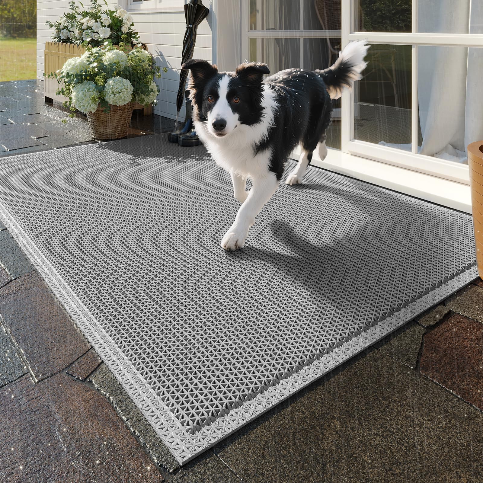QiCaiJia 24x36 grey doormat front view