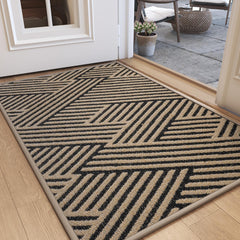 QiCaiJia Front Door Mat 17x30 brown front view