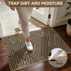 QiCaiJia Front Door Mat rubber backing close-up