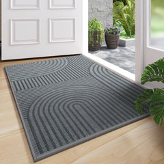 QiCaiJia Indoor Door Mat 31''x47'' Grey front view