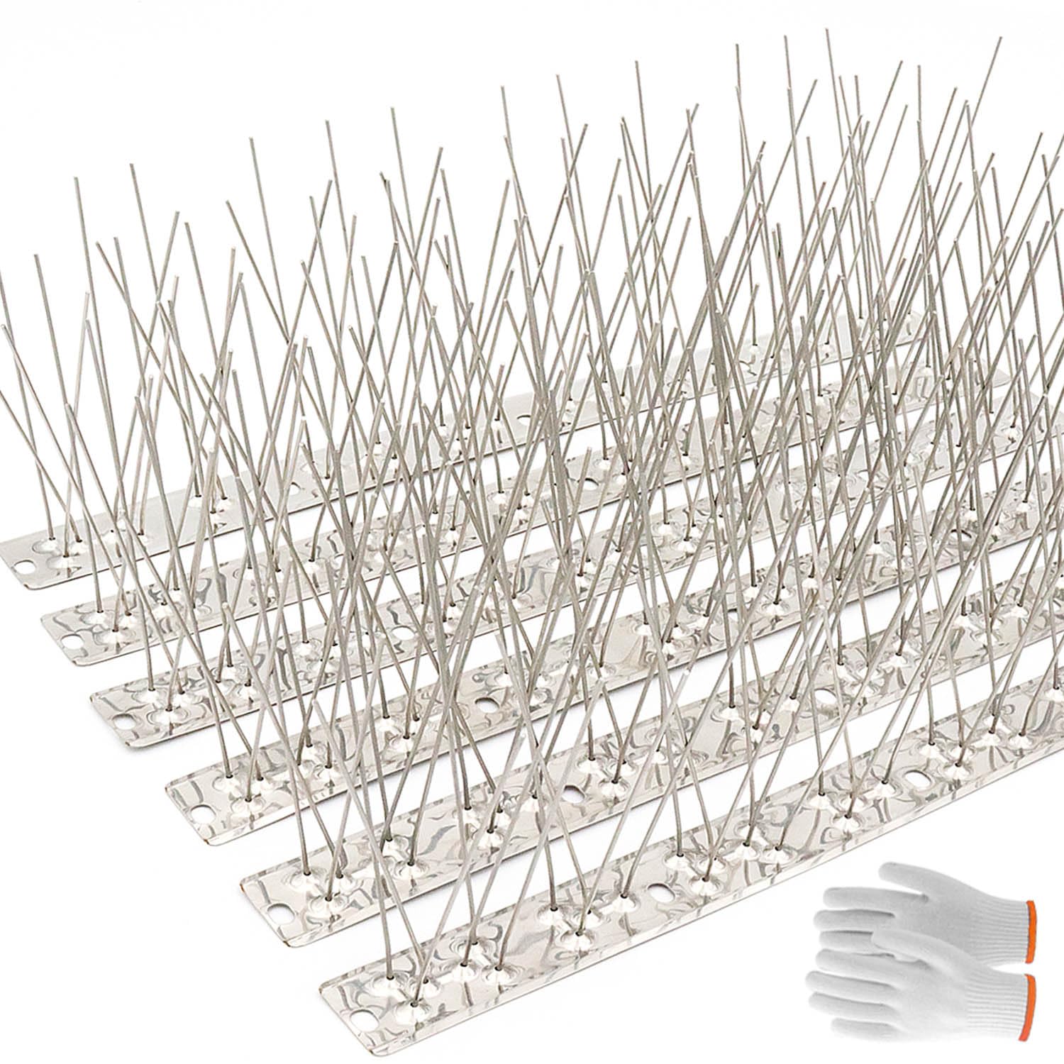 QIEGL Bird Spikes 50 Feet stainless steel uninstalled front view