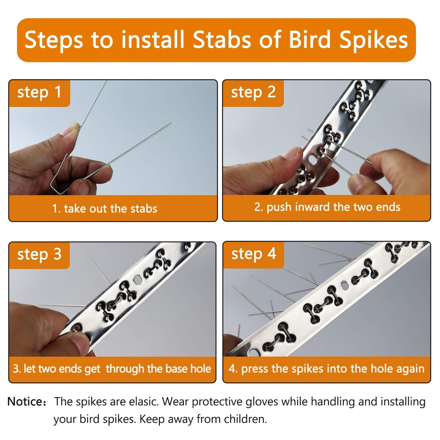 QIEGL Bird Spikes packaging with product details