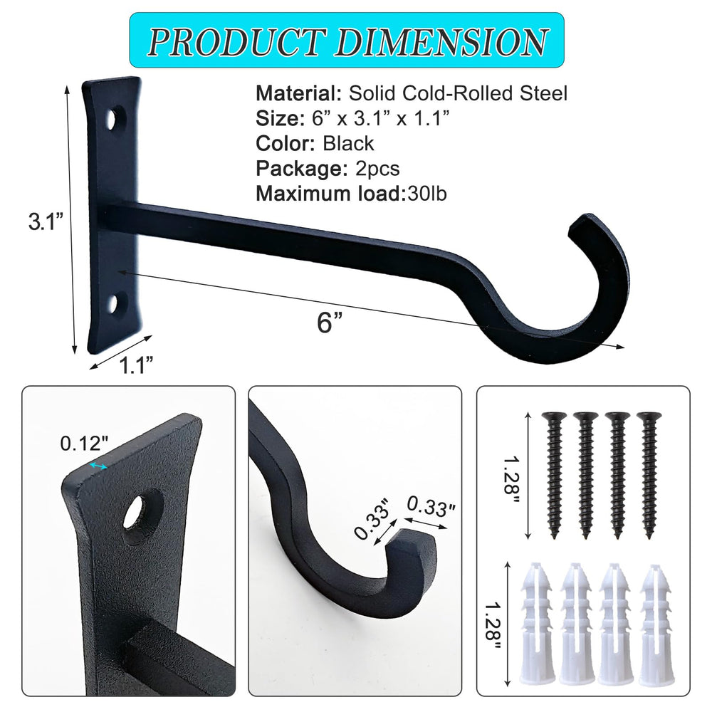 QIEGL heavy duty plant hanger with hooks and screws