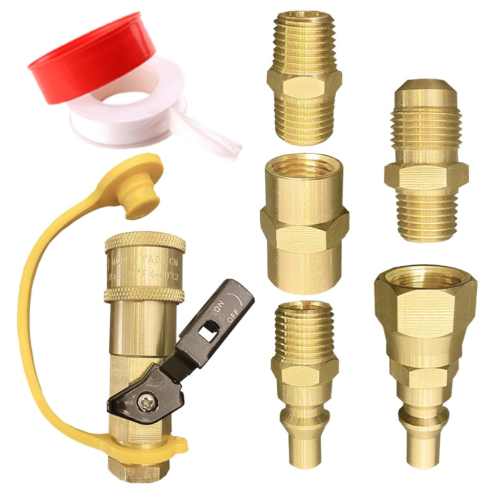 qieoyk propane quick connect fittings set view with all components