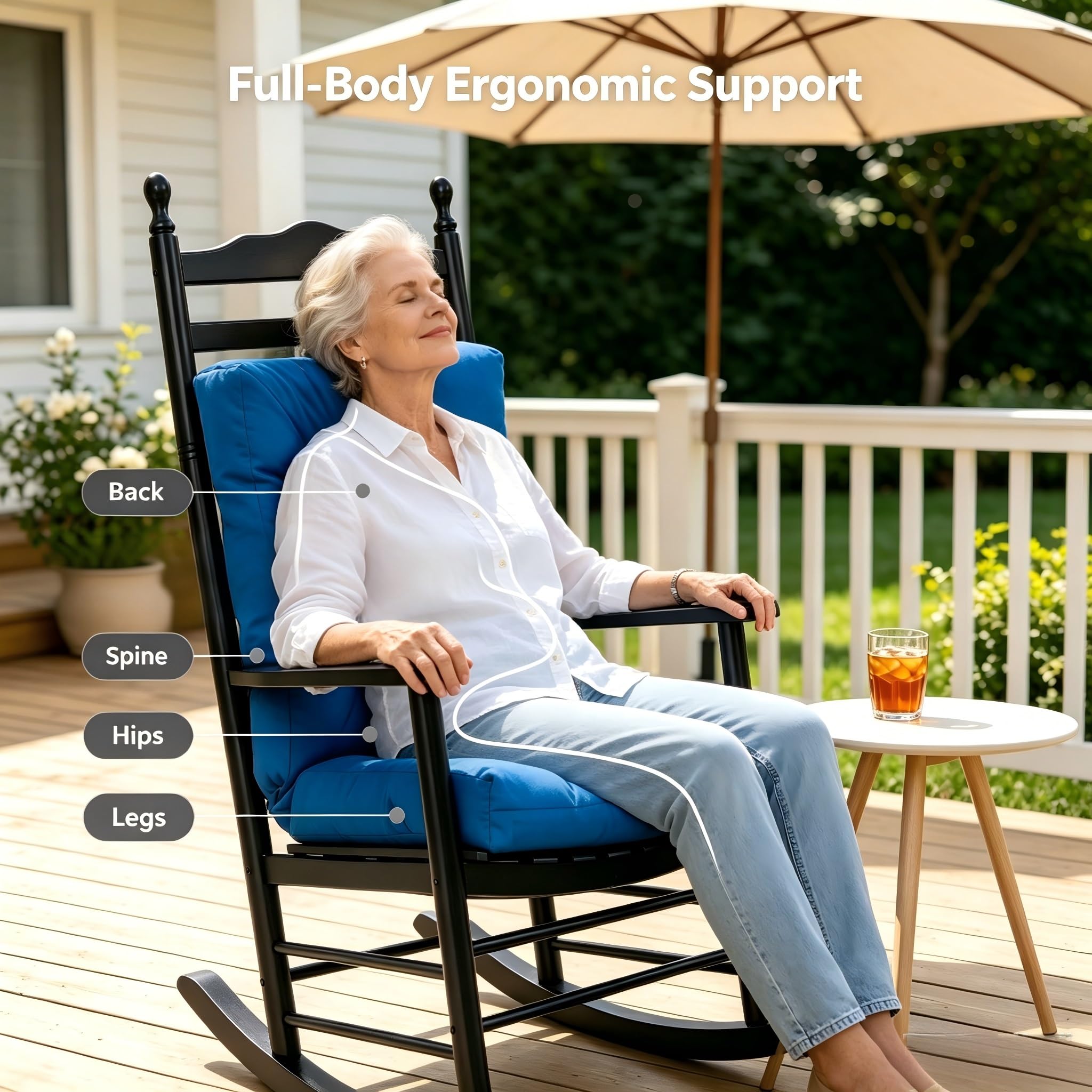 QILLOWAY cushion on a patio chair in outdoor setting