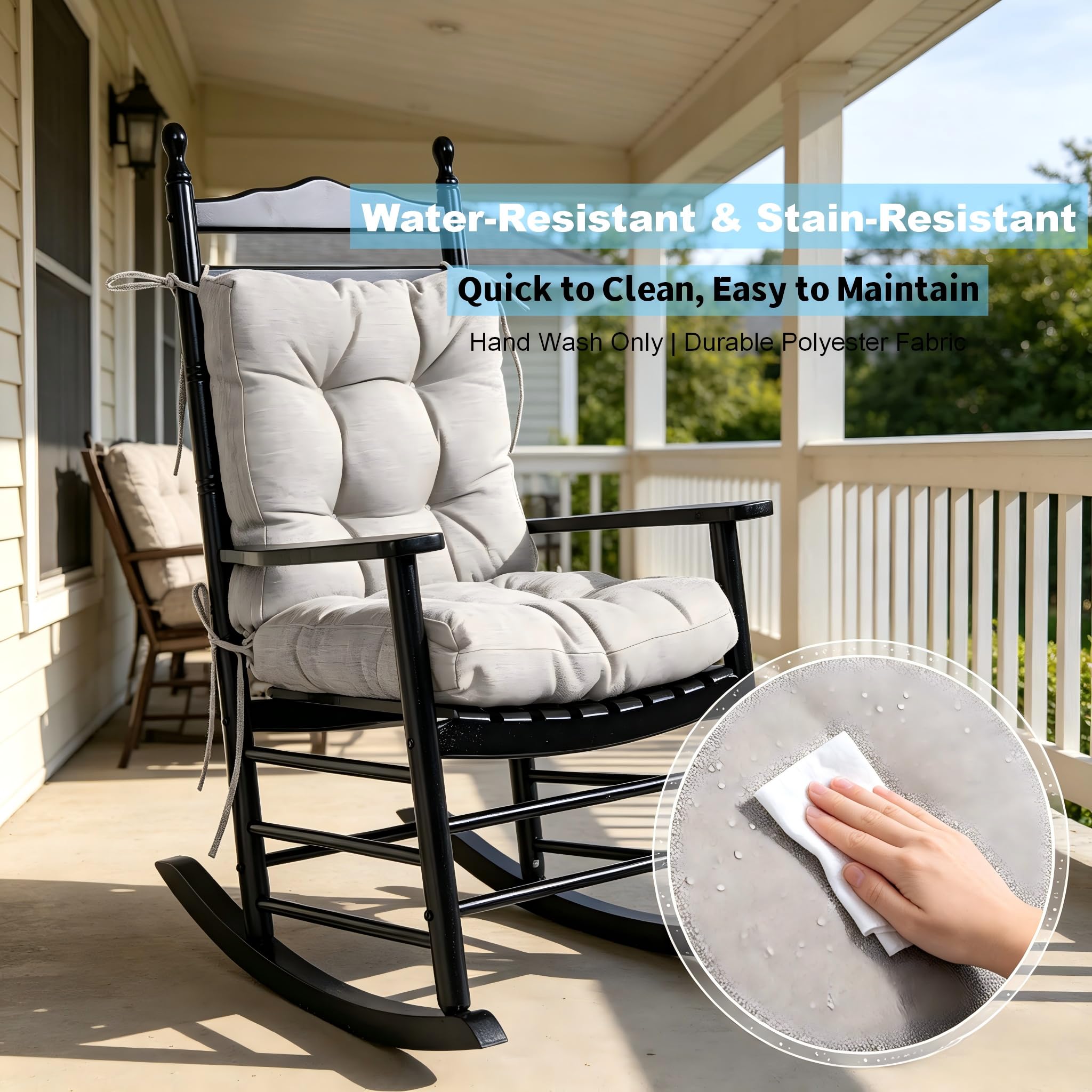 QILLOWAY Outdoor Chair Cushion displayed with other garden accessories
