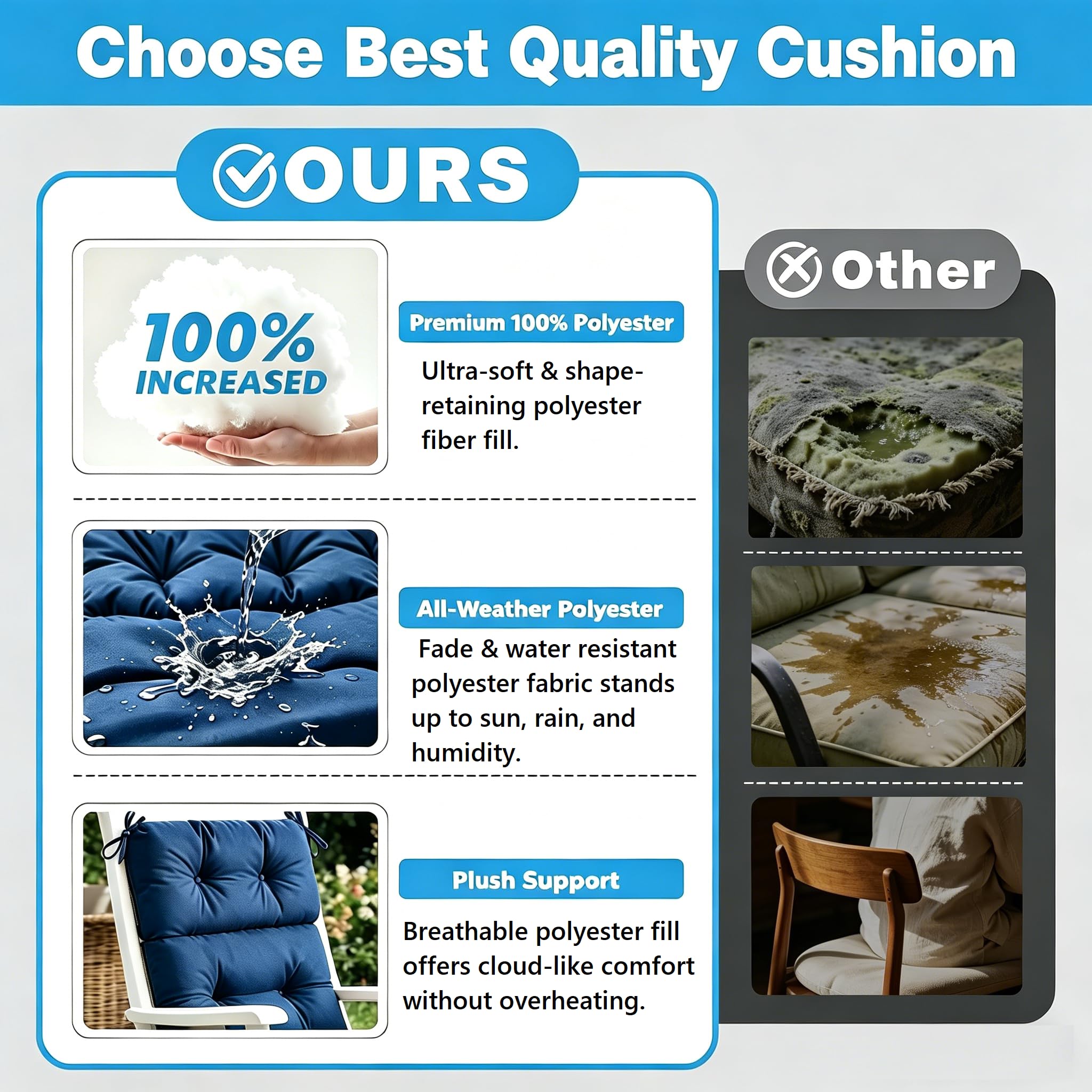 QILLOWAY outdoor chair cushions placed on rocking chairs