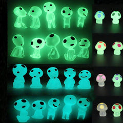 Qingo Miniature Luminous Ghost Tree Elves set in a garden