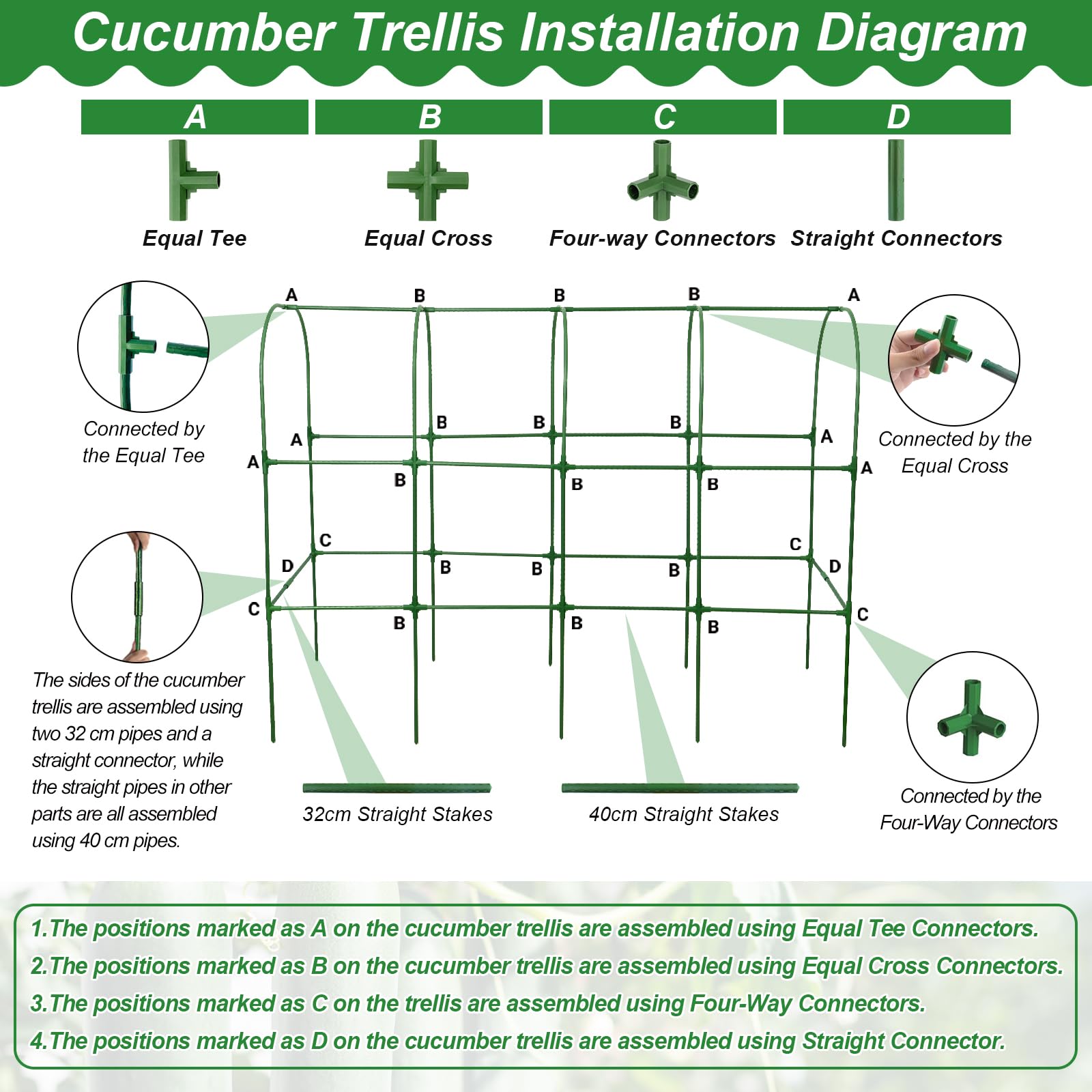 Qinzave Cucumber Trellis assembly instructions manual