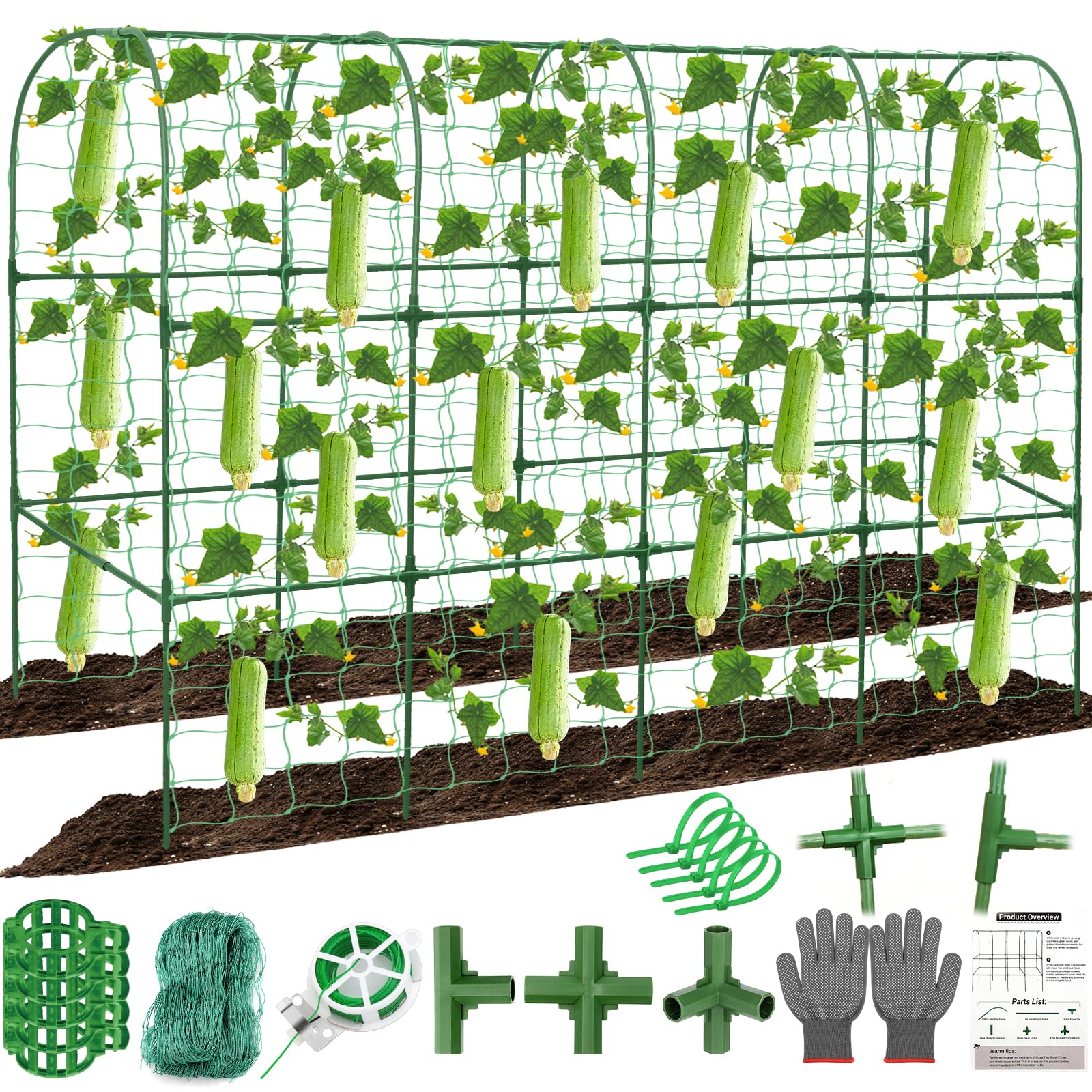 Qinzave Cucumber Trellis U-Shape 67 x 50 inches green model front view