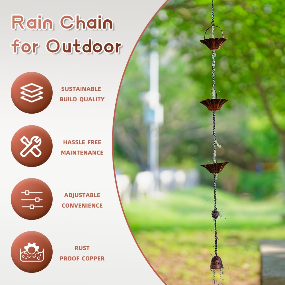 Qipade rain chain hanging from a porch