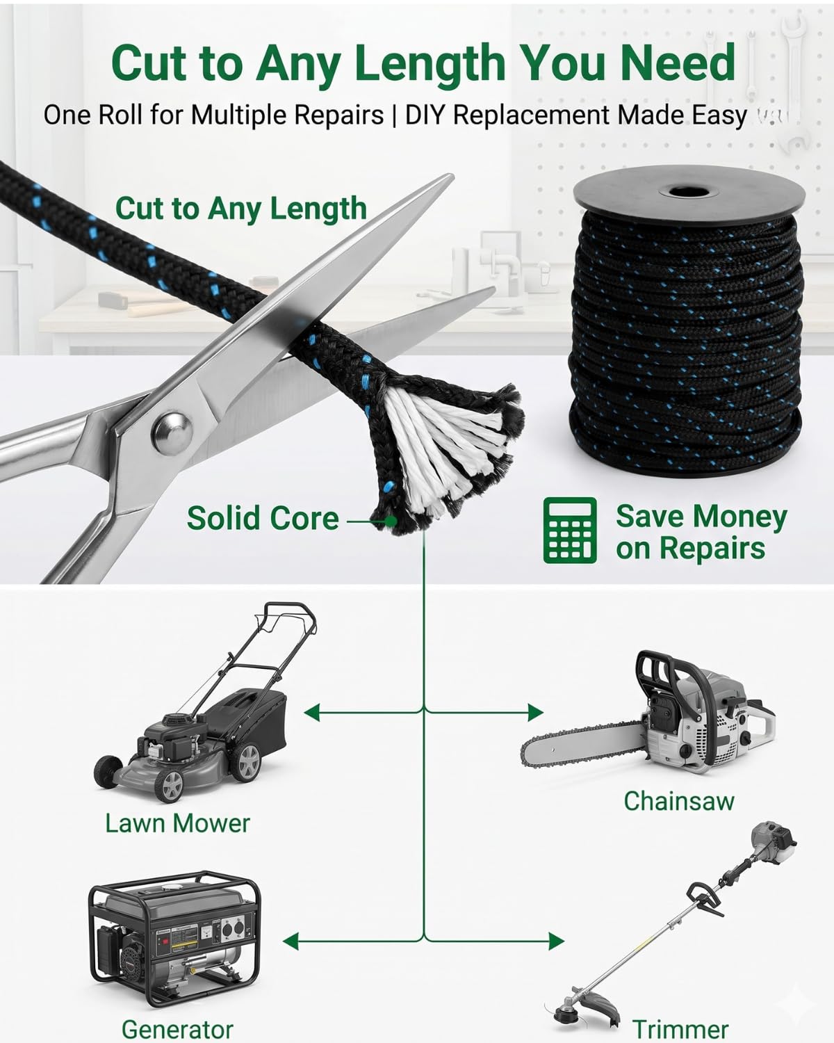 Qishier pull cord replacement kit displayed with all included parts
