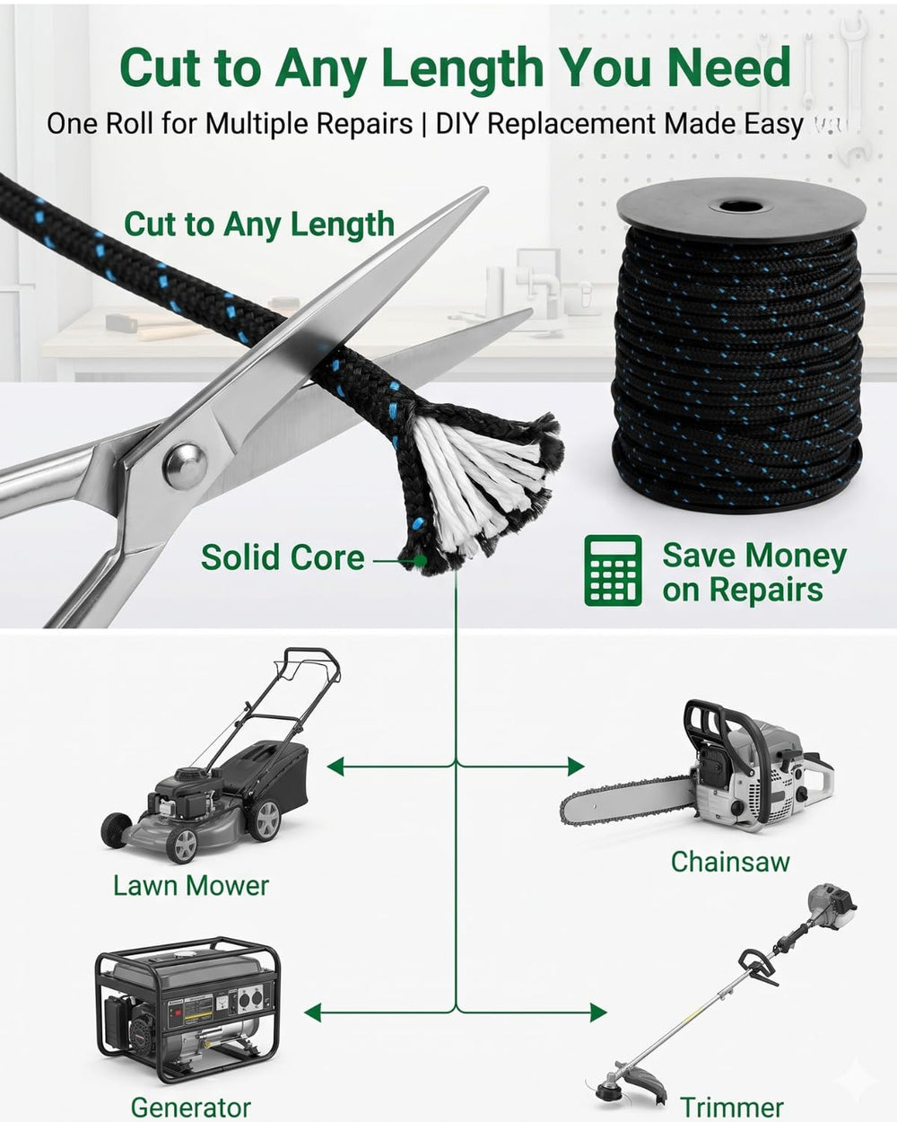 Qishier pull cord replacement kit displayed with all included parts
