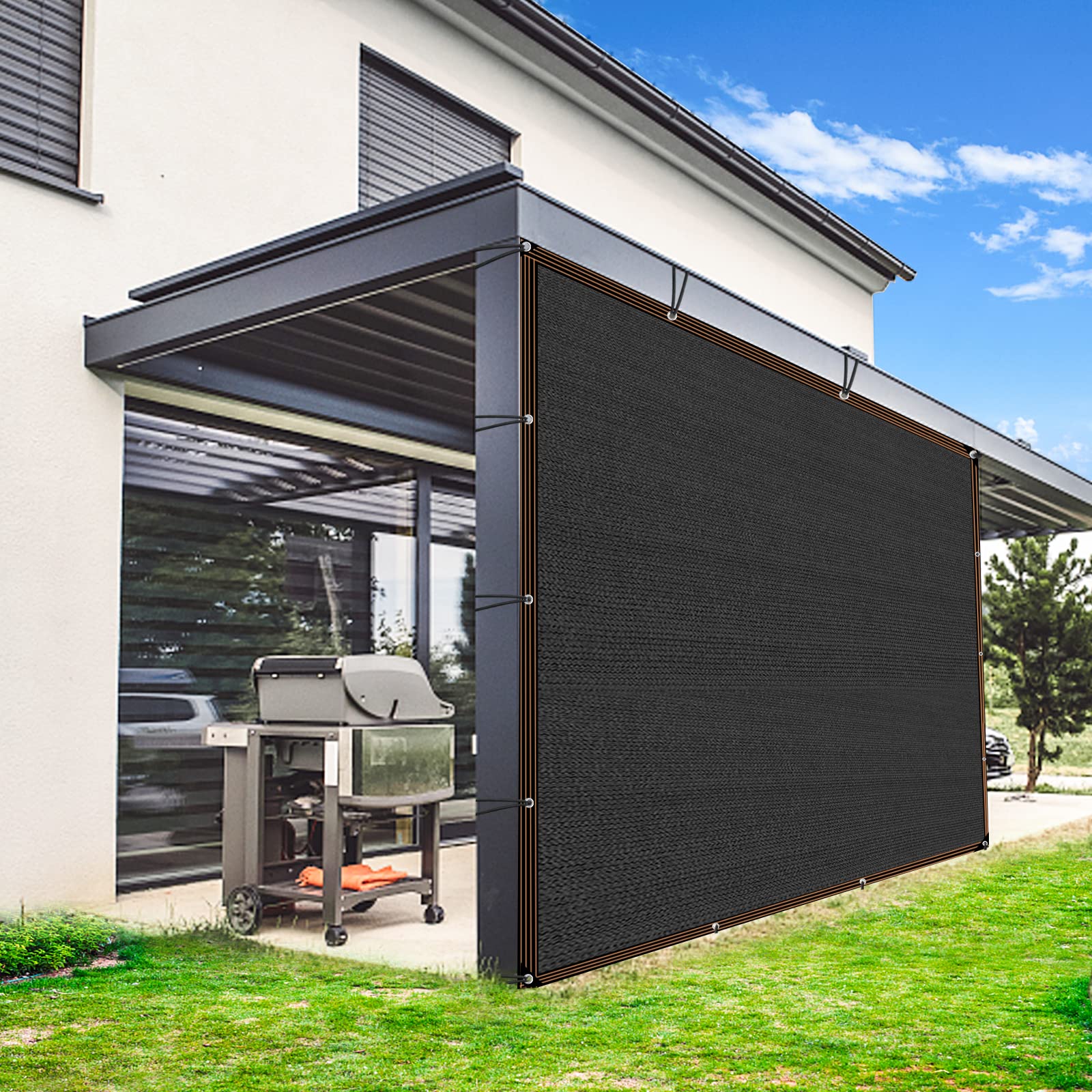 QLOFEI Shade Cloth hanging securely with grommets