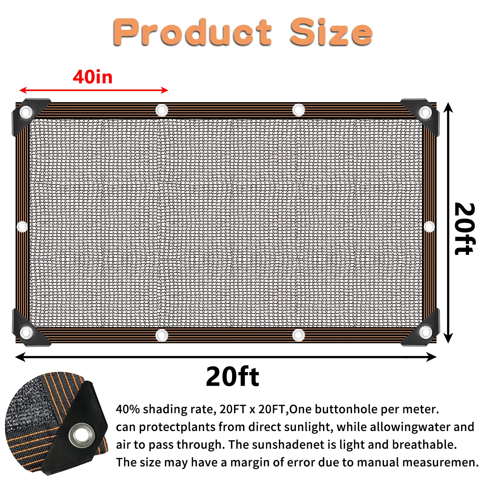 QLOFEI Shade Cloth showing reinforced corners and fabric texture