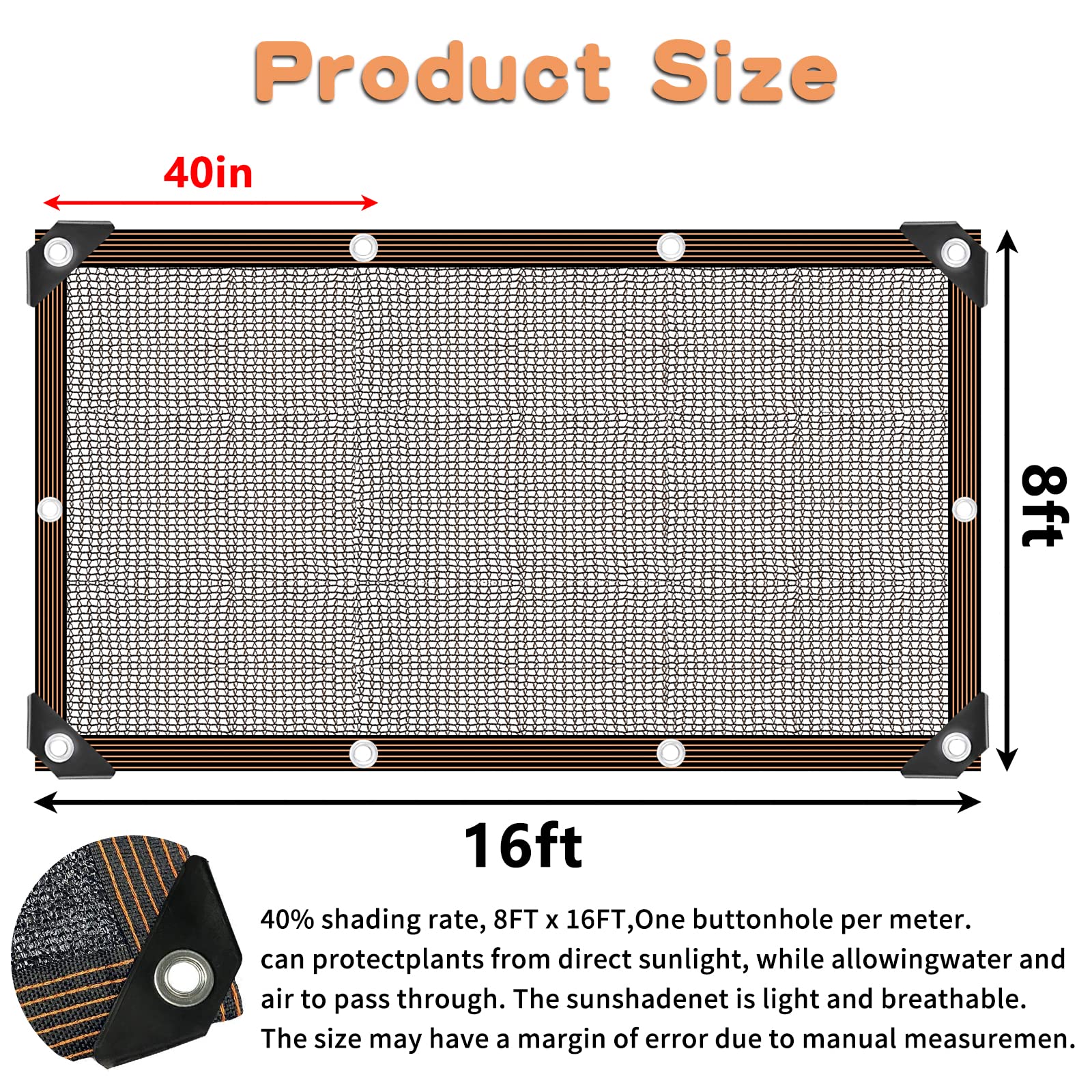 QLOFEI Shade Cloth showing reinforced corners and grommets