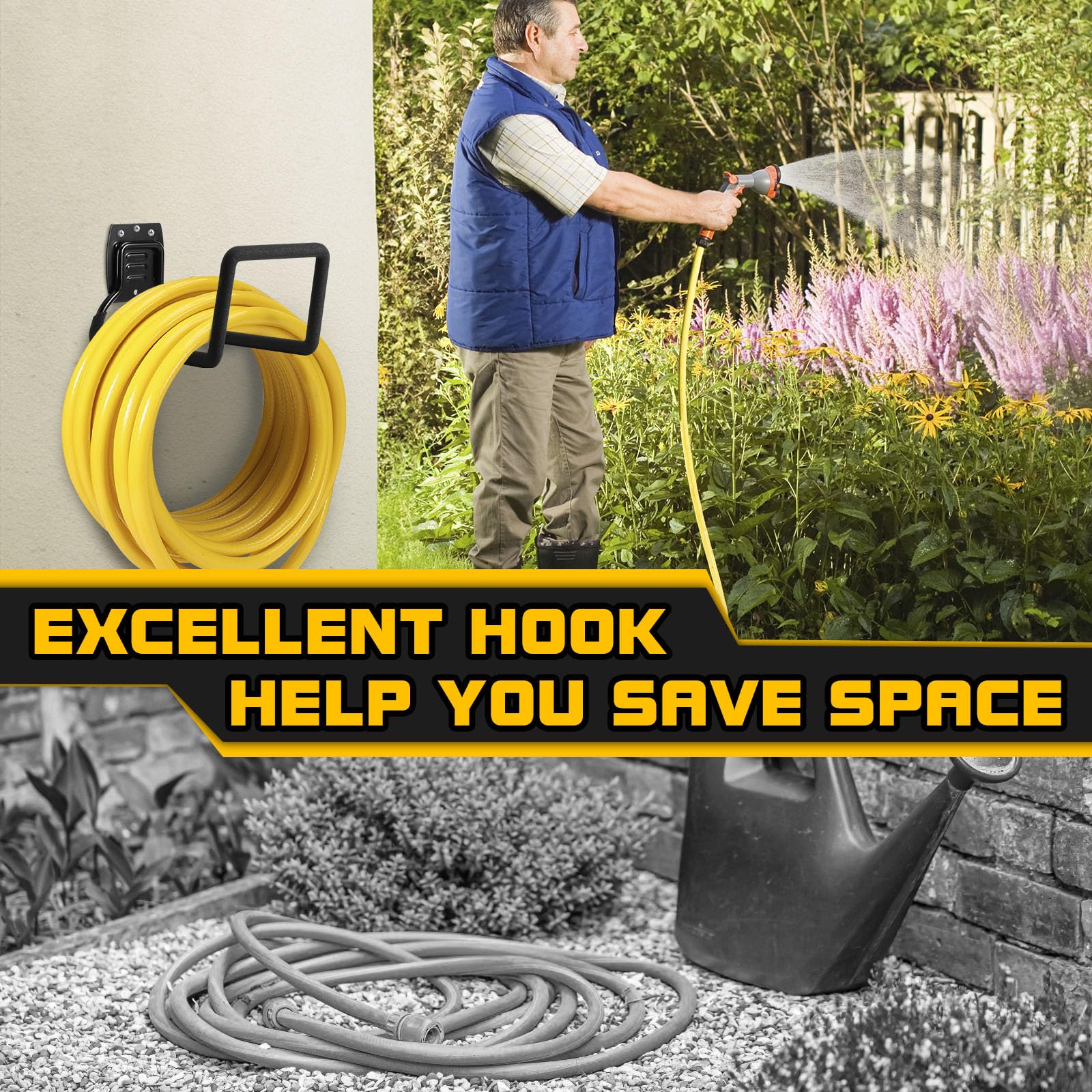 QMSK Garden Hose Holder organized with a hose attached