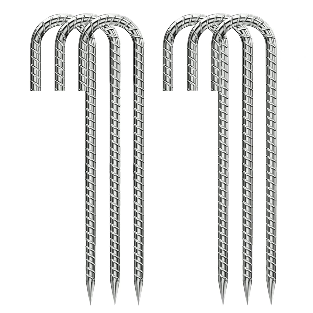 QNLONG 12 inch J-Hook Rebar Stake front view