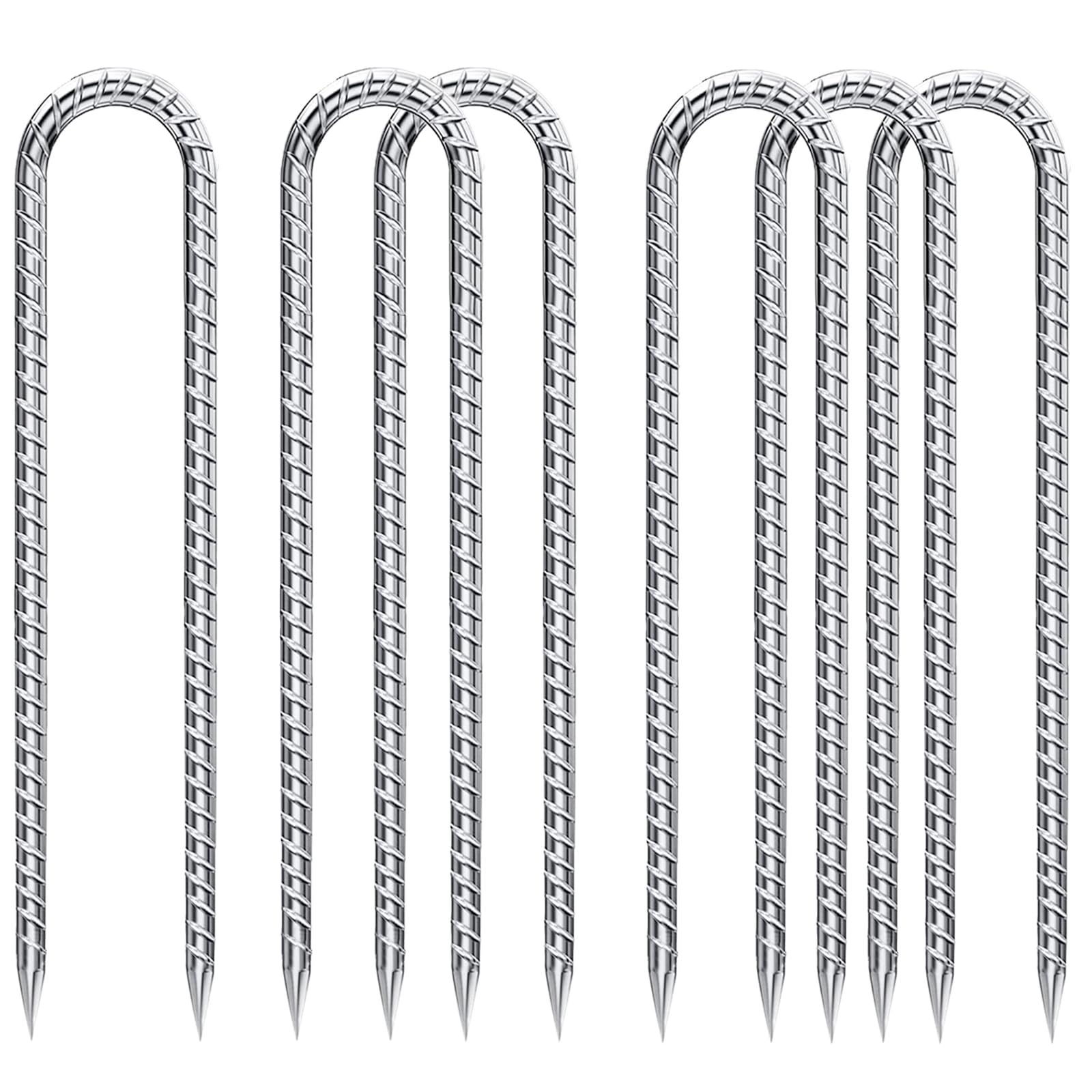 QNLONG 12 inch U-shaped trampoline stakes pack front view