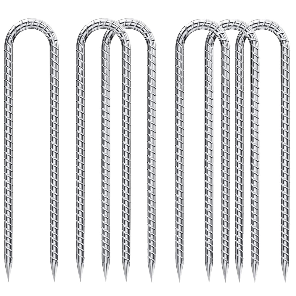 QNLONG 12 inch U-shaped trampoline stakes pack front view