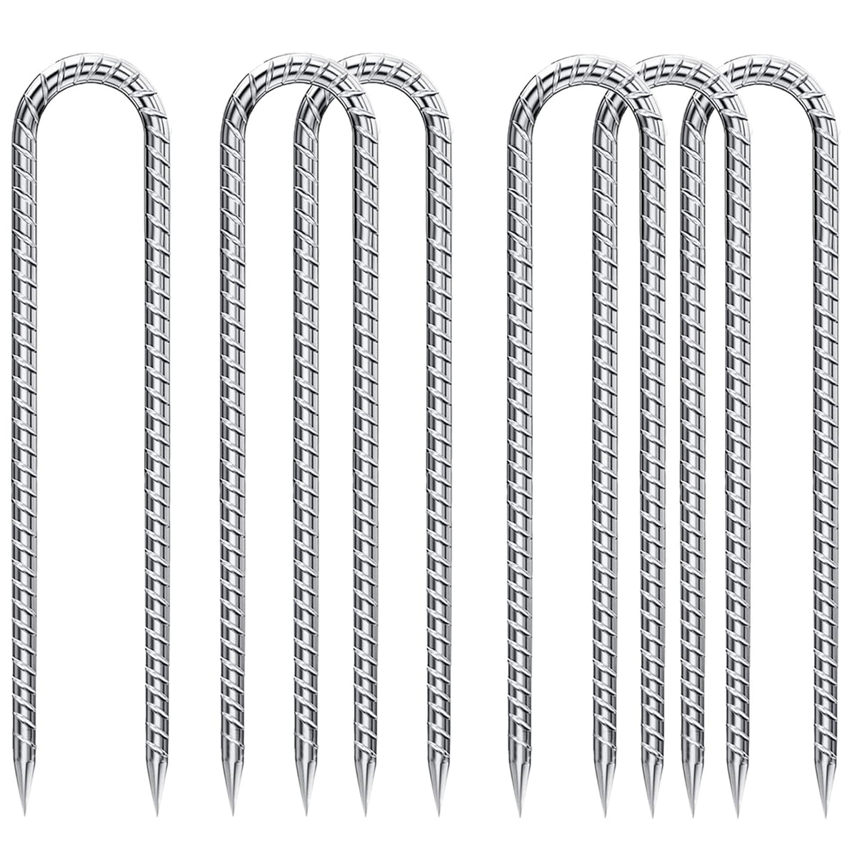QNLONG 12 inch U-shaped trampoline stakes pack front view