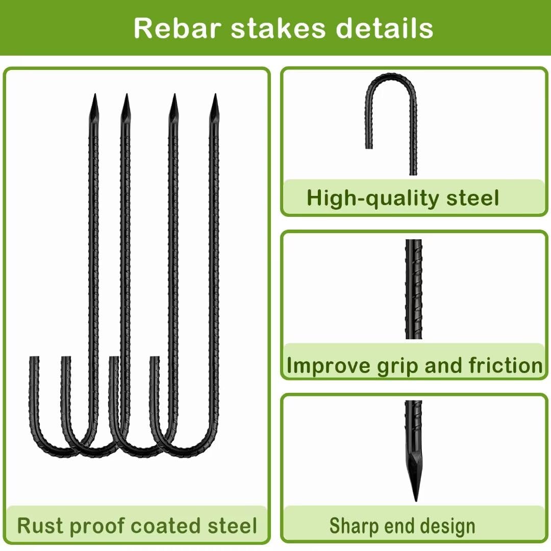 QNLONG garden stakes in use stabilizing a garden fence