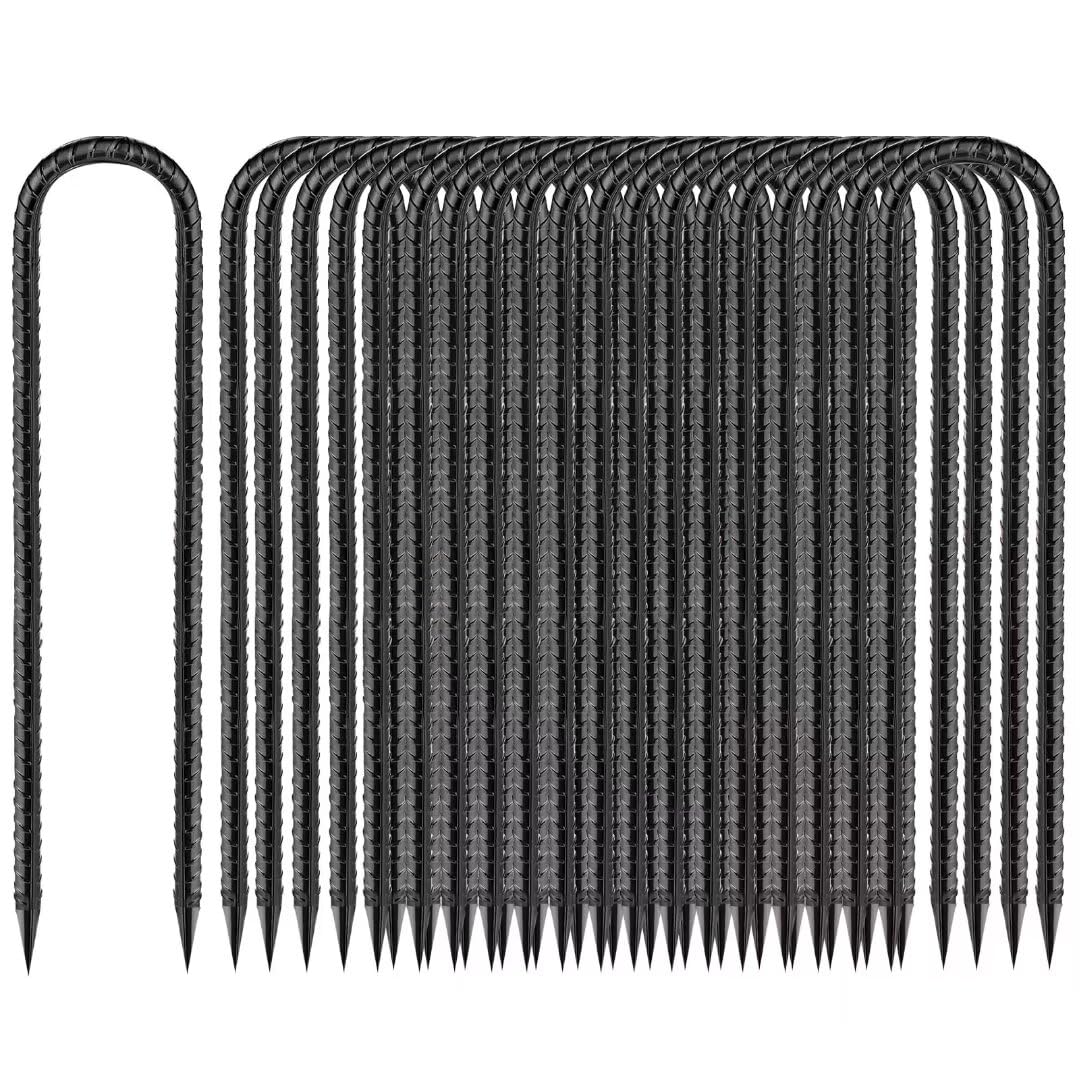 QNLONG Heavy Duty Ground Stakes 12-inch U-Hook front view