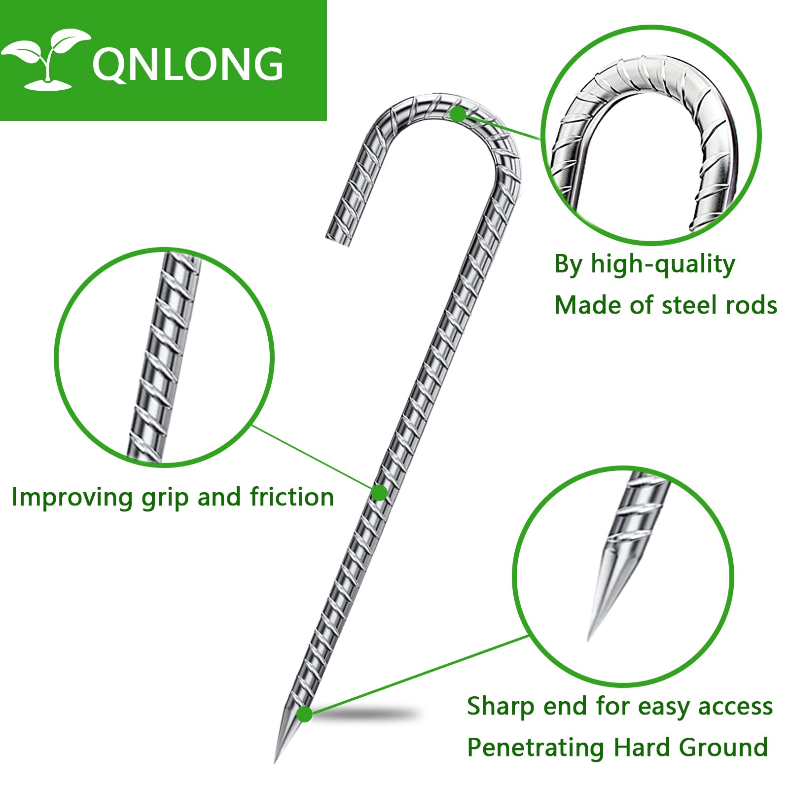 QNLONG heavy duty rebar stakes in packaging