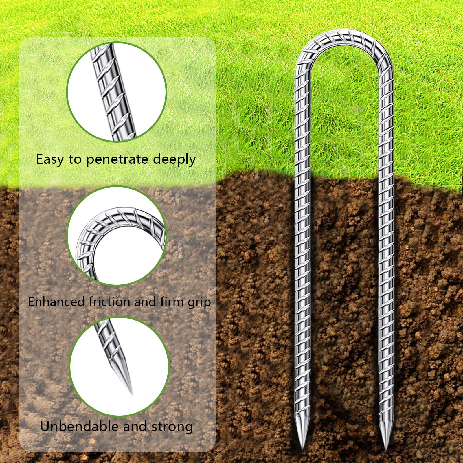 QNLONG heavy-duty stakes in outdoor ground setting
