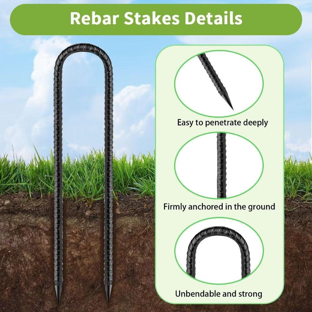 QNLONG rebar stake secured in ground with tent
