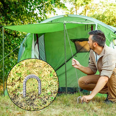 QNLONG trampoline stakes showing U-shaped design