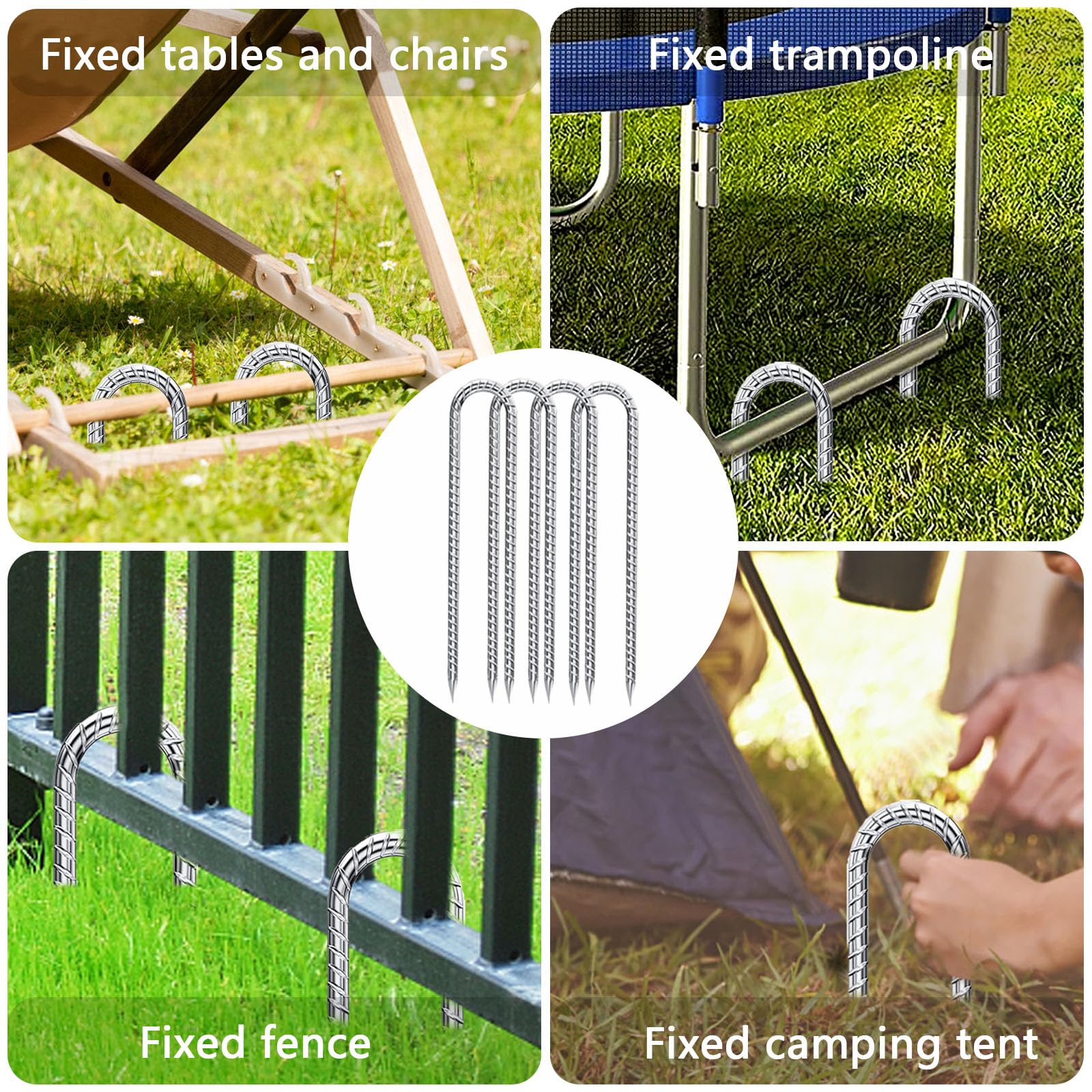 QNLONG U-shaped stakes secured into soft soil