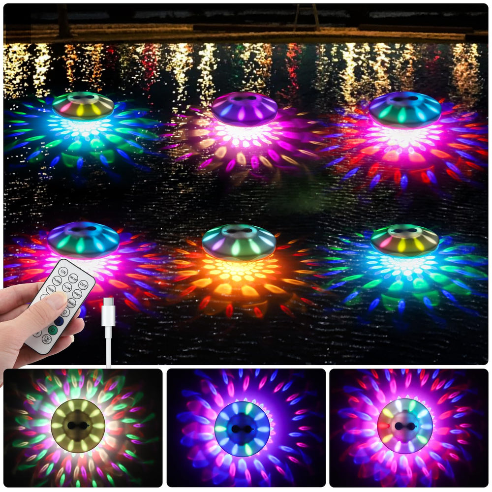 QOLNBY Floating Pool Light 6 Pack in vibrant colours