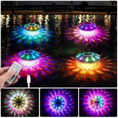 QOLNBY Floating Pool Light front view, vibrant RGB colours