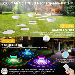QOLNBY Solar Floating Pool Lights charging with USB