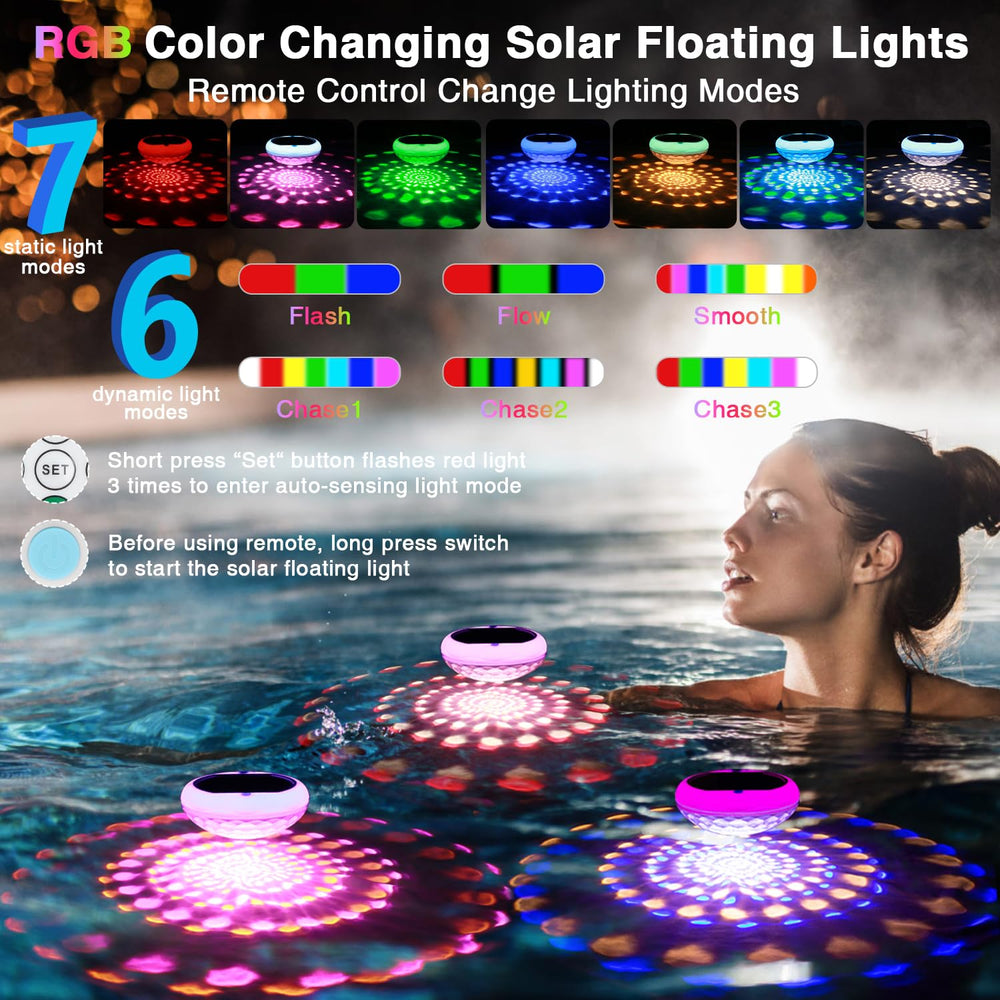 QOLNBY Solar Floating Pool Lights with remote control