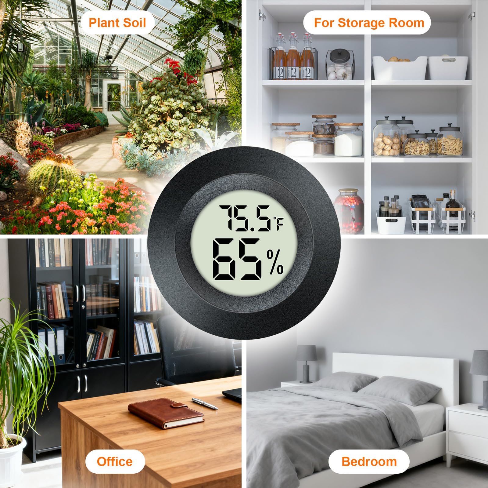 QPEUIM Hygrometer Thermometer showing temperature and humidity readings