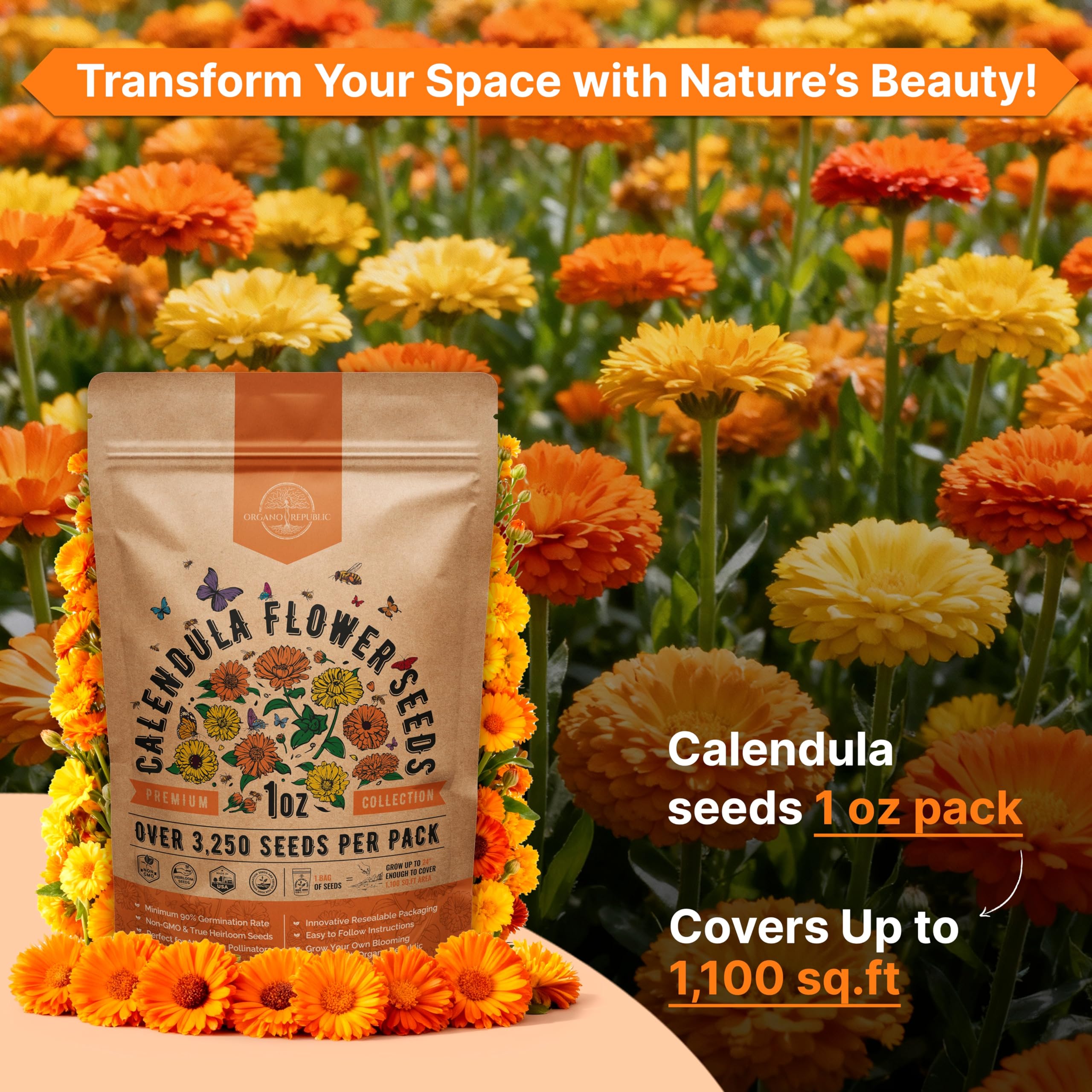 QR code on Calendula seeds packet for online growing guide
