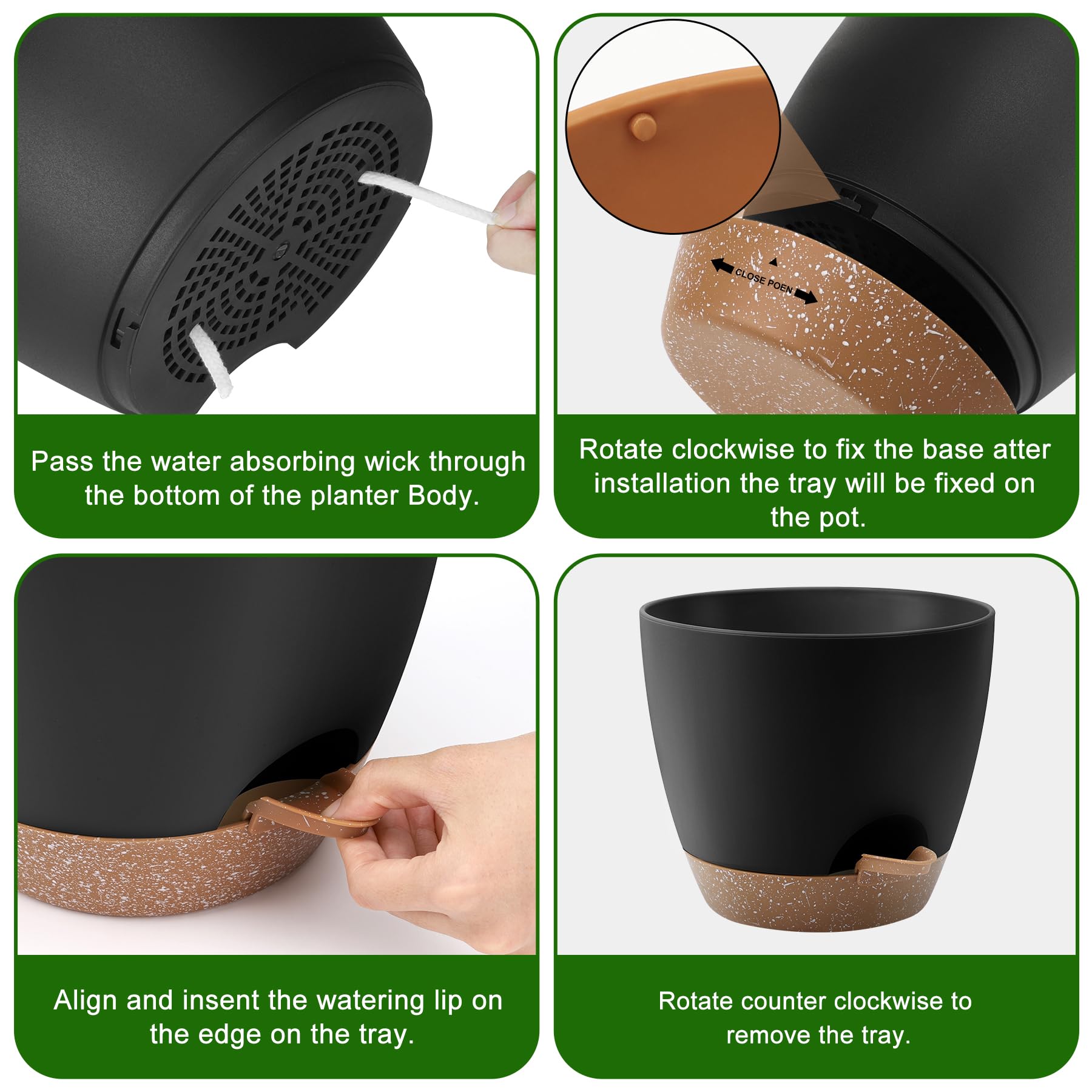QRRICA 7.5-inch self-watering pot in modern matte finish